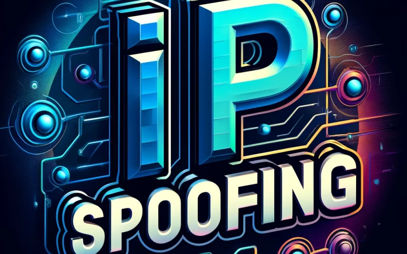 A graphic design showcasing the term 'IP Spoofing'.