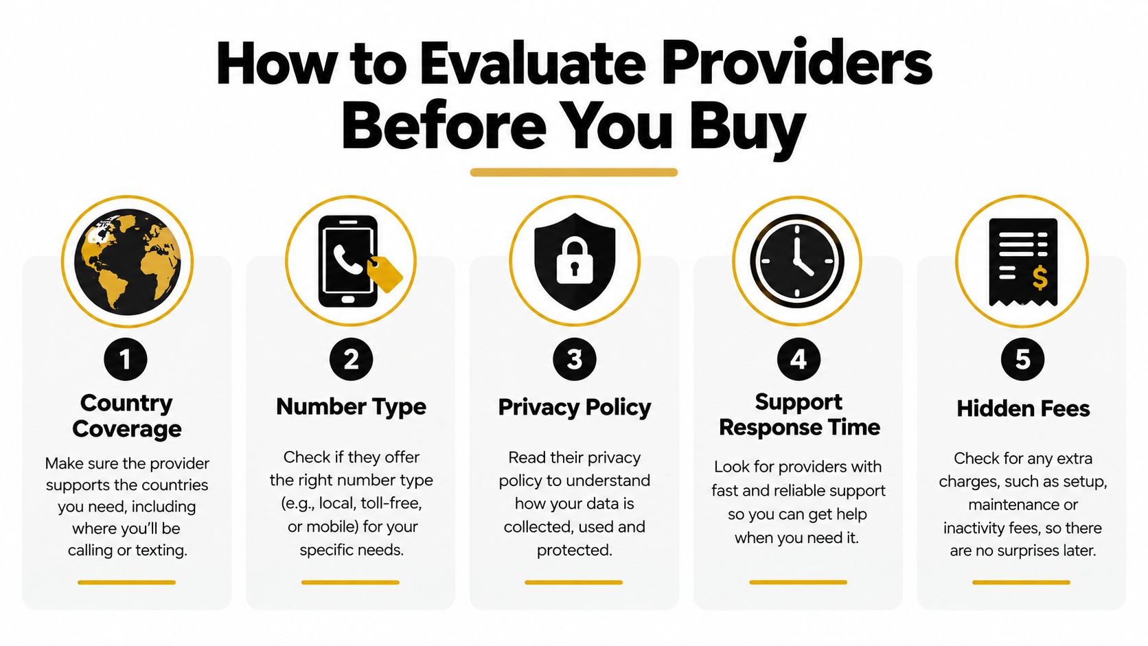 An infographic titled How to Evaluate Providers Before You Buy, listing five essential steps for choosing a service.